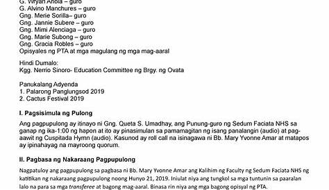 Katitikan NG Pulong Sa Barangay | PDF