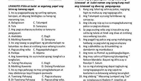 Halimbawa Ng Pagsusulit Sa Filipino 9 - Mobile Legends