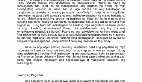 Halimbawa Ng Isang Tesis Sa Filipino