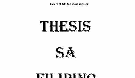 Halimbawa ng thesis sa filipino 2 tungkol sa negosyo