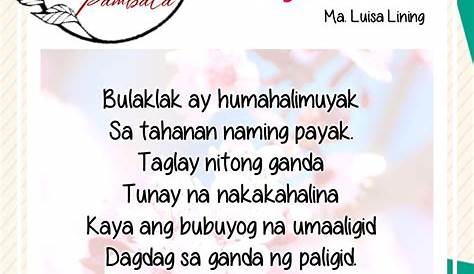 Halimbawa Ng Mga Tagalog Na Tula Tula Sa Diyos Na May Pantig | My XXX