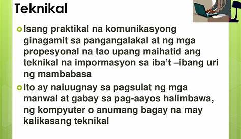 Halimbawa Ng Teknikal-bokasyonal Na Pagsulat