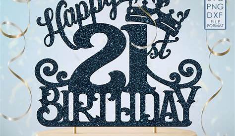 Cake Topper - " Happy 21st " Birthday - Light Gold by Cake Craft Company