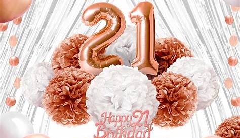 Happy 21st Birthday Cake Topper Rose Gold Glitter, 21st Birthday?Double