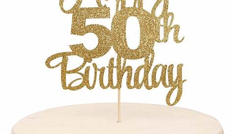 Buy JeVenis Gold Glitter Happy 50th Birthday Cake Topper 50 Birthday