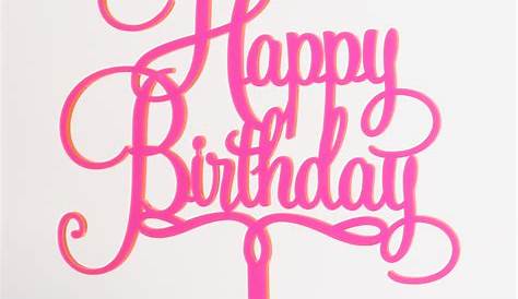 Happy Birthday Cake Topper pink and white | Etsy