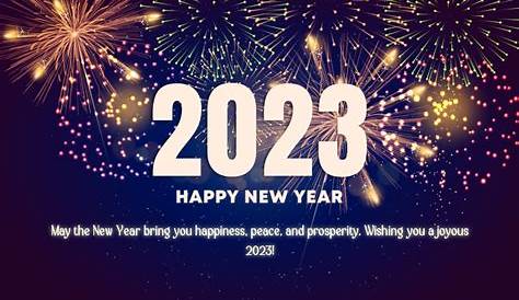 Golden Happy New Year 2023 on a Platform Against Starry Night and