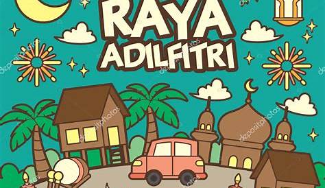 Hari Raya Aidilfitri with Ketupat Greeting Design Stock Illustration