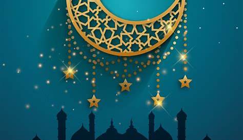 Realistic Hari Raya Aidilfitri With Golden Ornate Crescent Poster