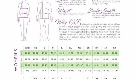 Med Couture Scrubs Size Charts