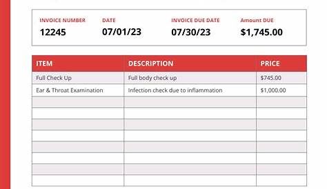 Medical Bill Invoice Template Excel | PDF | Word | XLStemplates Free