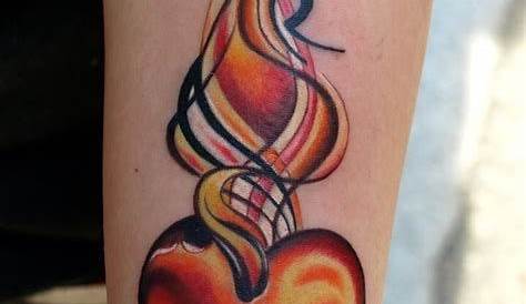 heart tattoos with flames