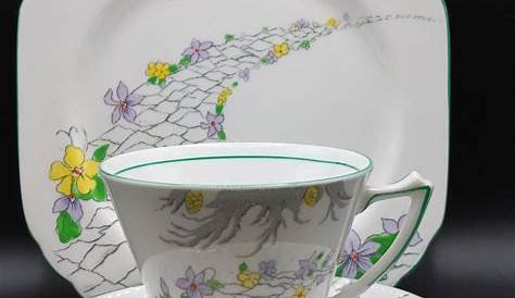 Art Deco Heathcote Best Bone China Tea Set, Butterfly & Flower Pattern