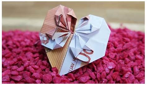 Geldscheine falten Herz Leichte Origami Herz aus Geld falten - z.B. zur