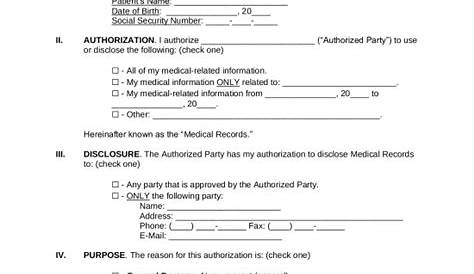 Hipaa Form Pa Authorization For Release Of Medical Record