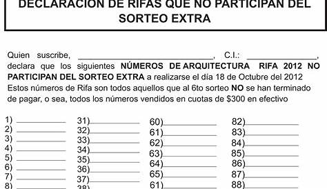 Resultado de Imagen para Hoja de Rifa de 100 Numeros Word PDF | PDF