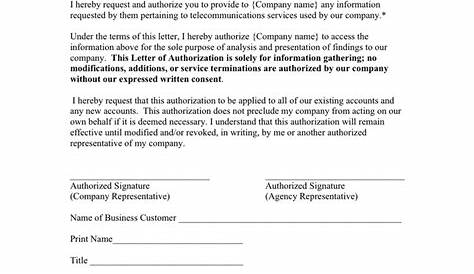 Authorization Letter To Use Electric Bill Example / Sample