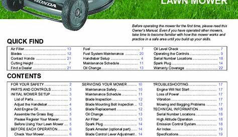 HR216 HRA216 HRC215 HRC216 Lawn Mower Shop Manual Honda Power