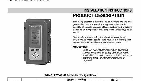 Honeywell T775 Installation Manual