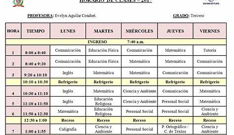 HORARIO TERCER GRADO