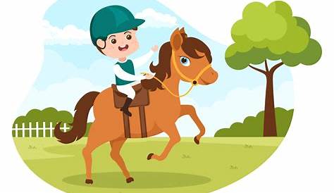 Horse Riding Cartoon Images Child Royalty Free Vector Image VectorStock