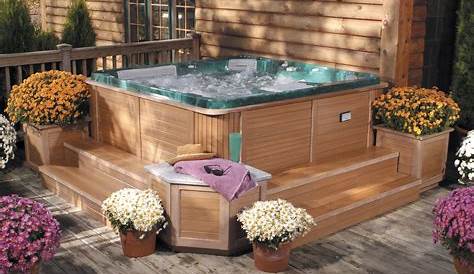 Hot Tub Deck Surround An Oval Cedar From Canadian Built Into A