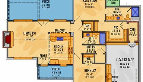 Onelevel Hill Country House Plan with Safe Room 48600FM
