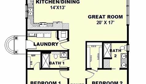 C1 -- 2 bedroom 2 bathroom | Small house floor plans, Tiny house floor