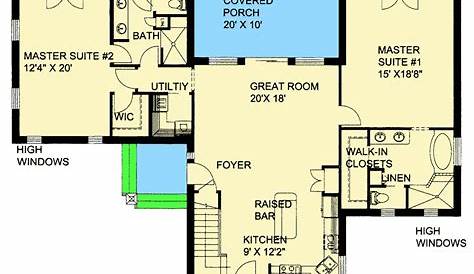 Plan 42519DB: 3-Bed Craftsman House Plan with Two Master Suites (With