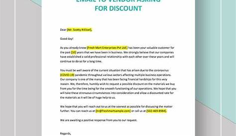Free Email To Vendor Asking For Discount Template Download in Word