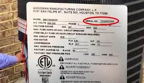 Goodman Air Conditioner Serial Number Lookup Goodman model CLT481B