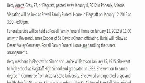 Obituary Templates For Mother