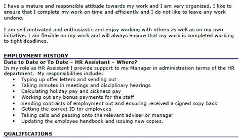 HR assistant resume 1, Example, Summary, objectives, statement, skills