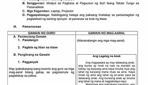 Halimbawa Ng Banghay Aralin Sa Filipino K To 12 Natasya Halimbawa Story
