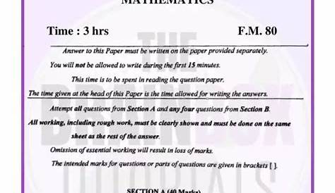 ICSE Class 10 Maths Sample Paper 2017 With Answers | ICSE Specimen Papers