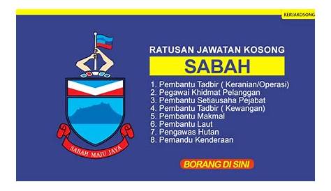 Iklan Jawatan Kosong Kerajaan Negeri Sabah 2020 Buat Lepasan PT3/PMR