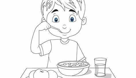 Pinto Dibujos: Niños comiendo lonche para colorear