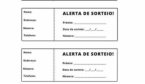 Bilhete de rifas, Rifas, Atividade alfabeto educação infantil