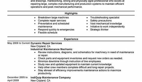 Industrial Maintenance Skills For Resume Technician Examples & Writing Tips 2024