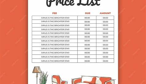 Interior Decor Price List