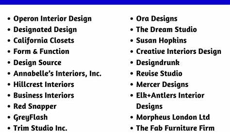 Interior Decoration Company Names