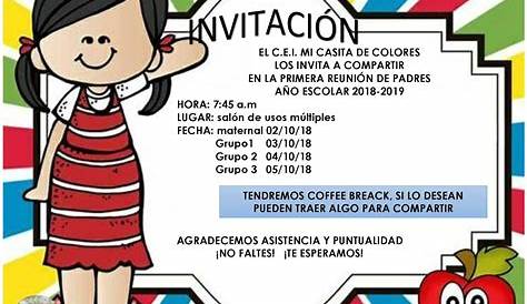 Invitacion Para Reunion De Padres De Familia Escuela Formación Artística "Tunjaque" La Calera