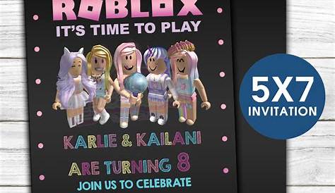Girl Roblox Invitation - Pink Roblox Birthday Party - Roblox Party