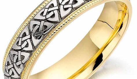 Irish Wedding Band - 10k Gold and Sterling Silver Ladies Celtic Trinity