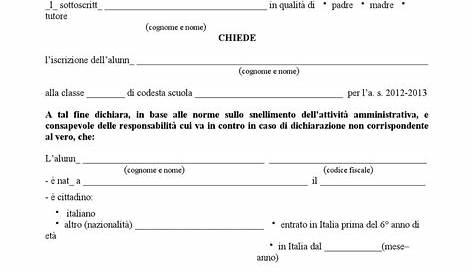 ICS di Scauri: Fac-simile modello di iscrizione alla scuola secondaria