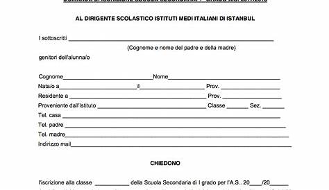 ICS di Scauri: Fac-simile modello di iscrizione alla scuola secondaria