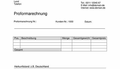 Rechnung Proforma Muster - Kostenlose Vorlagen Zum Download!