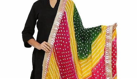 Jaipuri Multicolor Dupatta Madhu Art Women S Chiffon Silk Bandhej Stole Chunni