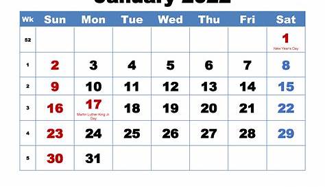 Calendar For January 2022 Printable | Calendar Template 2022