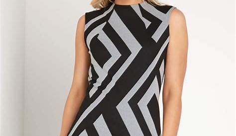 Black Jersey Pocket Dress With Stripe Shoulders, Plus size 16 to 36